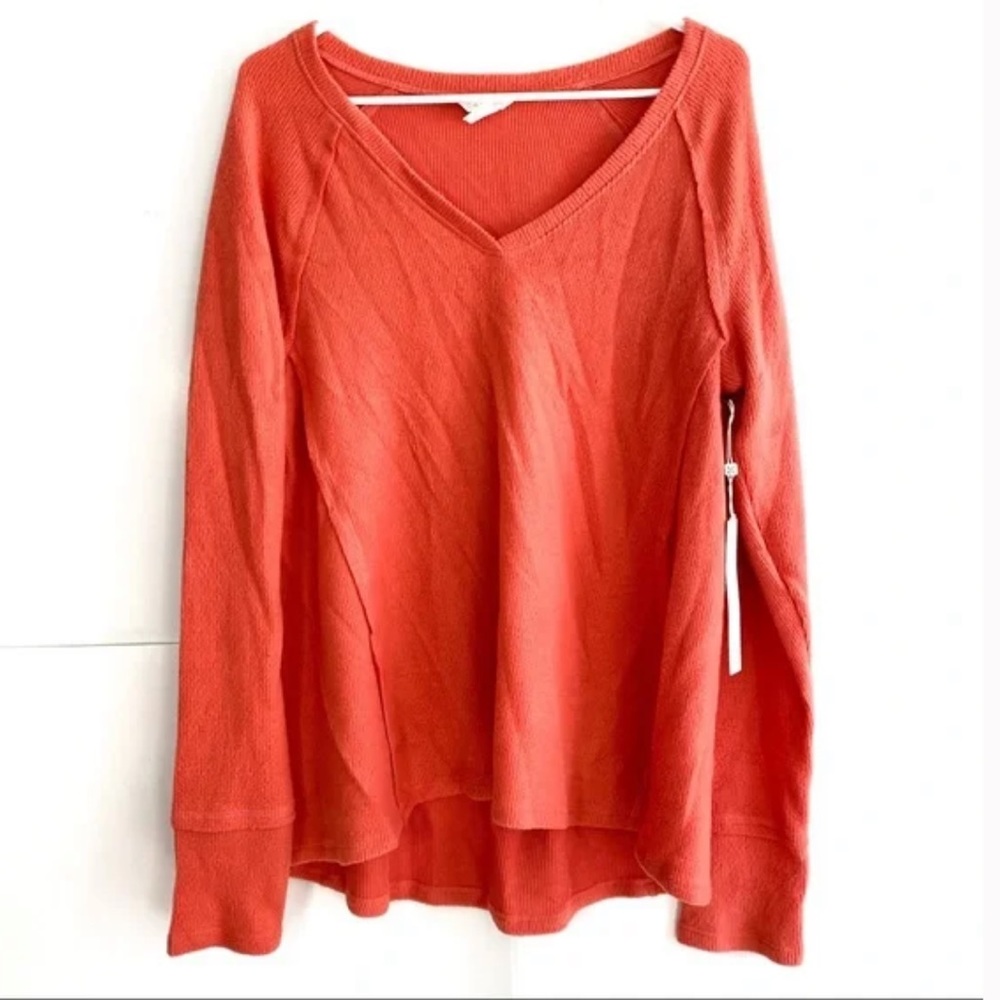 Caslon Cozy Pink V-Neck Ribbed Long Sleeve Sweater Size Medium